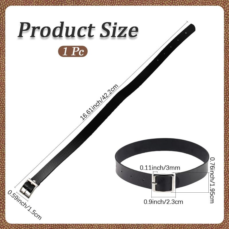 CALFOVERA Black Cowhide Leather Choker for Women Jewelry Adjustable Gothic Style Plain Genuine Leather Collar Chain Punk Design Circle Short Necklace for Costume Jewelry Party Cosplay Gift - Image 2